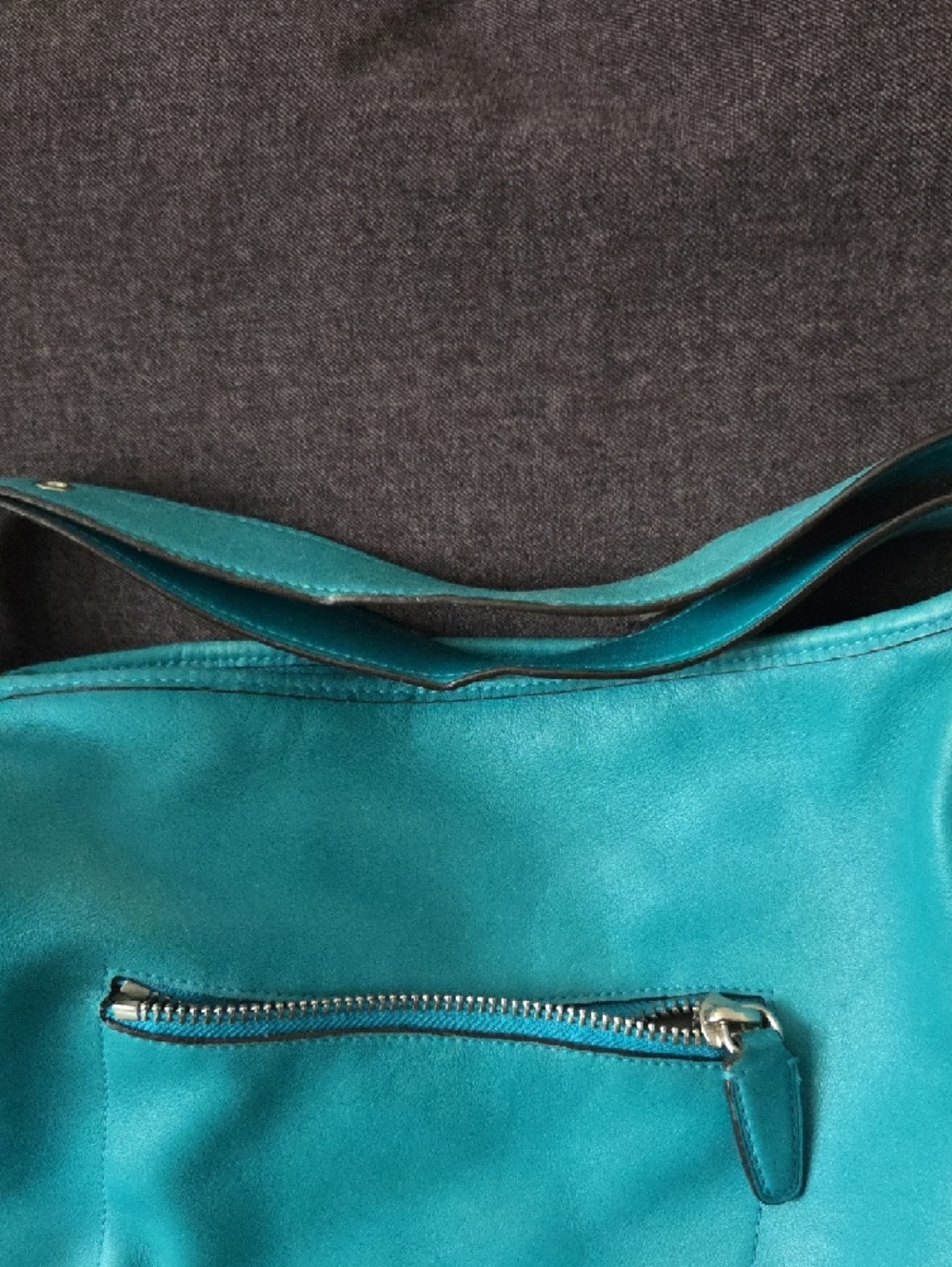 Coach Teal Leather Shoulder Hobo With Tassel - Picture 5 of 8
